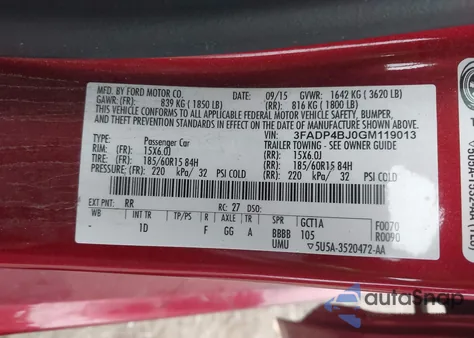 2016 Ford Fiesta Se from USA, damaged, VIN 3FADP4BJ0GM119013